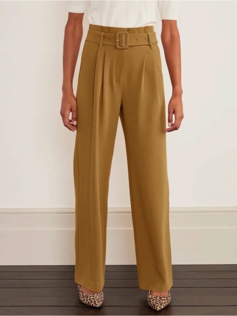 Boden Powis Wide Leg Trousers Camel Belted High Rise 6L